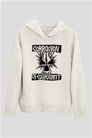 Corrosion of Conformity Beyaz Unisex Kapşonlu Sweatshirt