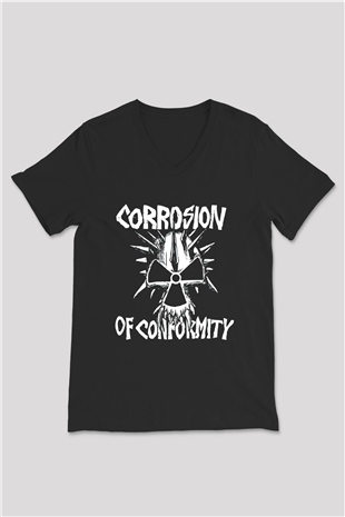 Corrosion of Conformity Siyah Unisex V Yaka Tişört T-Shirt