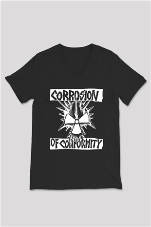 Corrosion of Conformity Siyah Unisex V Yaka Tişört T-Shirt