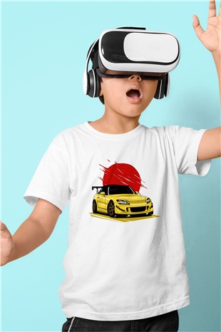 Corvette Baskılı Unisex Beyaz  Çocuk Tişört
