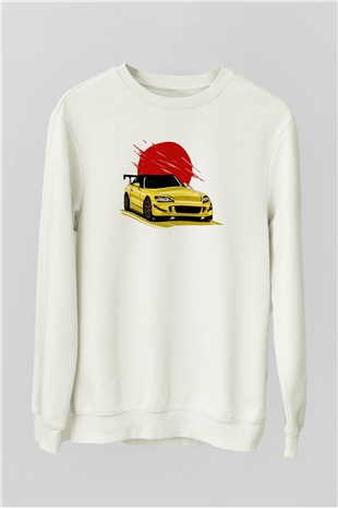 Corvette Baskılı Unisex Beyaz  Sweatshirt