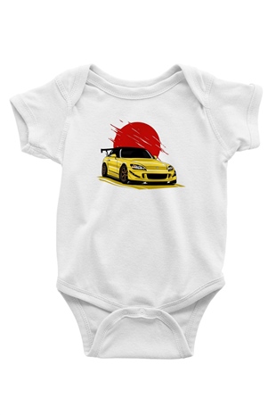 Corvette BaskılıBeyaz  Bebek Body - Zıbın