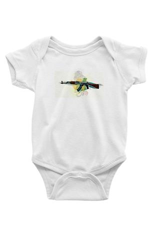 Counter Strike Baskılı Beyaz Unisex Bebek Body - Zıbın