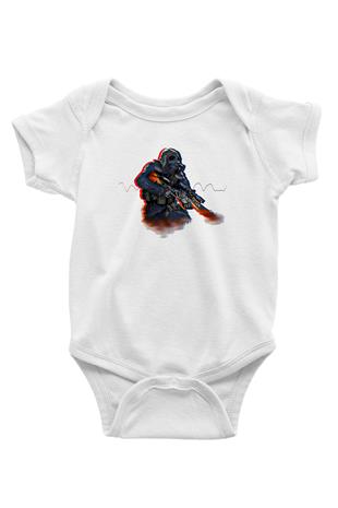 Counter Strike Baskılı Beyaz Unisex Bebek Body - Zıbın
