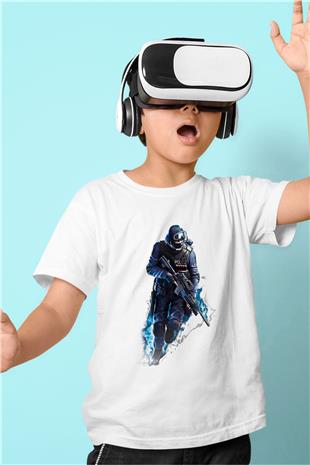 Counter Strike Baskılı Beyaz Unisex Beyaz Çocuk Tişört - Tshirt