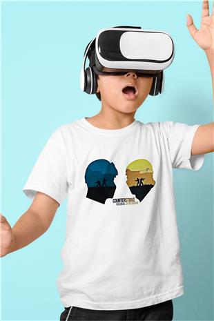 Counter Strike Baskılı Beyaz Unisex Beyaz Çocuk Tişört - Tshirt