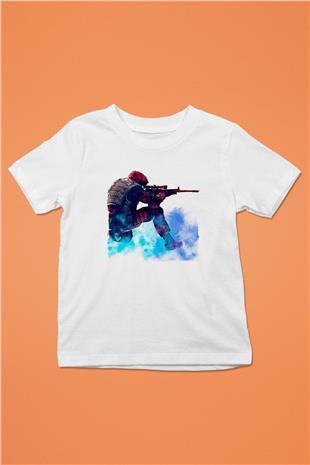 Counter Strike Baskılı Beyaz Unisex Beyaz Çocuk Tişört - Tshirt