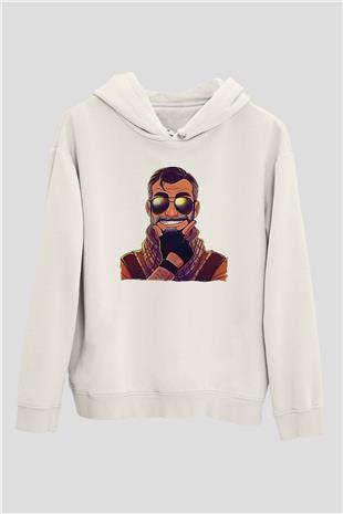 Counter Strike Baskılı Beyaz Unisex Kapüşonlu Sweatshirt