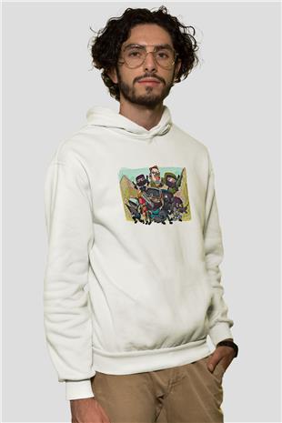 Counter Strike Baskılı Beyaz Unisex Kapüşonlu Sweatshirt