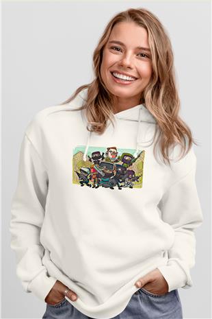 Counter Strike Baskılı Beyaz Unisex Kapüşonlu Sweatshirt