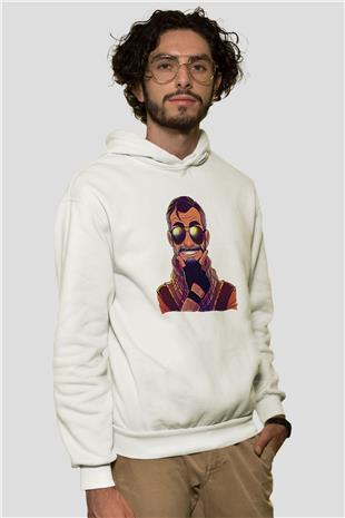 Counter Strike Baskılı Beyaz Unisex Kapüşonlu Sweatshirt