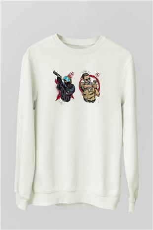 Counter Strike Baskılı Beyaz Unisex Sweatshirt