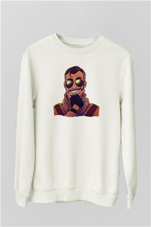 Counter Strike Baskılı Beyaz Unisex Sweatshirt