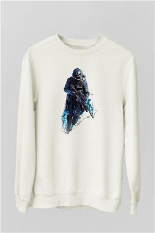 Counter Strike Baskılı Beyaz Unisex Sweatshirt