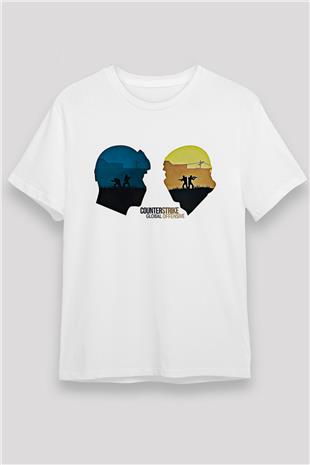 Counter Strike Baskılı Unisex Beyaz Tişört - Tshirt