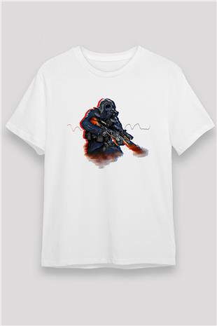 Counter Strike Baskılı Unisex Beyaz Tişört - Tshirt