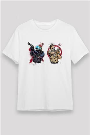 Counter Strike Baskılı Unisex Beyaz Tişört - Tshirt