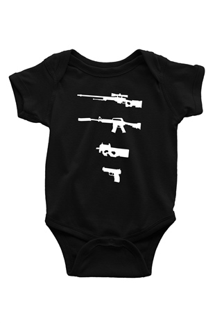 Counter Strike Baskılı Unisex Siyah Bebek Body - Zıbın