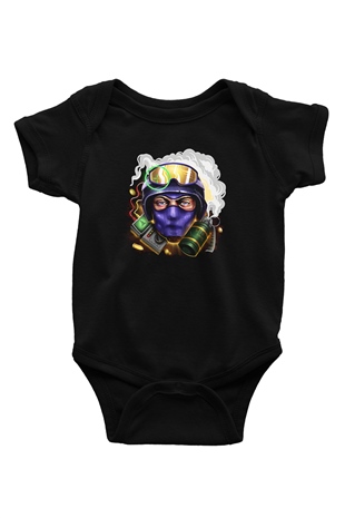 Counter Strike Baskılı Unisex Siyah Bebek Body - Zıbın
