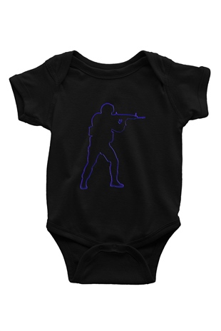 Counter Strike Baskılı Unisex Siyah Bebek Body - Zıbın