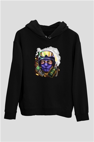 Counter Strike Baskılı Unisex Siyah Kapüşonlu Sweatshirt