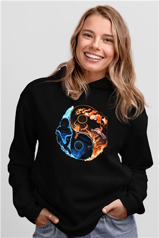 Counter Strike Baskılı Unisex Siyah Kapüşonlu Sweatshirt
