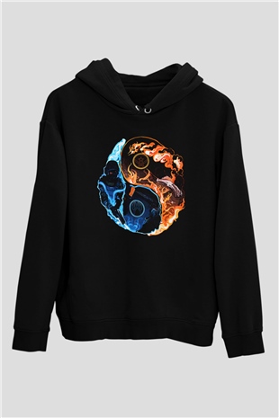 Counter Strike Baskılı Unisex Siyah Kapüşonlu Sweatshirt