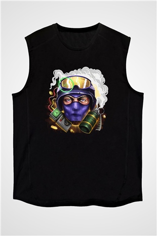 Counter Strike Baskılı Unisex Siyah Kolsuz Tişört - Tshirt