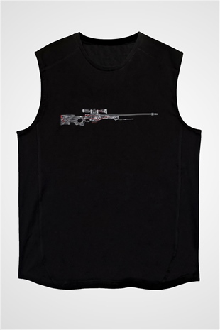 Counter Strike Baskılı Unisex Siyah Kolsuz Tişört - Tshirt