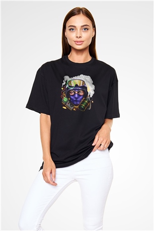 Counter Strike Baskılı Unisex Siyah Oversize Tişört - Tshirt
