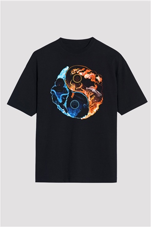Counter Strike Baskılı Unisex Siyah Oversize Tişört - Tshirt