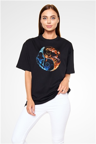 Counter Strike Baskılı Unisex Siyah Oversize Tişört - Tshirt