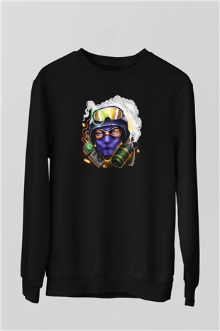 Counter Strike Baskılı Unisex Siyah Sweatshirt