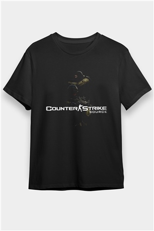 Counter Strike Baskılı Unisex Siyah Tişört - Tshirt