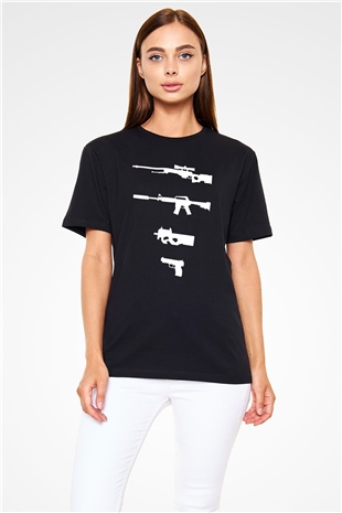 Counter Strike Baskılı Unisex Siyah Tişört - Tshirt