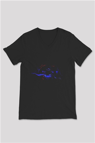 Counter Strike Baskılı Unisex Siyah V Yaka Tişört - Tshirt