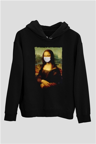 Covid Korona Mona LisaSiyah  Unisex Hoodie