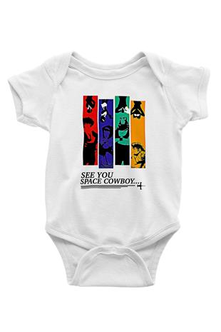 Cowboy Bebop Baskılı Beyaz Unisex Bebek Body - Zıbın