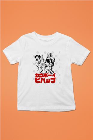 Cowboy Bebop Baskılı Beyaz Unisex Beyaz Çocuk Tişört - Tshirt
