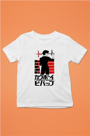 Cowboy Bebop Baskılı Beyaz Unisex Beyaz Çocuk Tişört - Tshirt