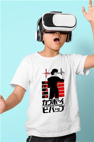 Cowboy Bebop Baskılı Beyaz Unisex Beyaz Çocuk Tişört - Tshirt