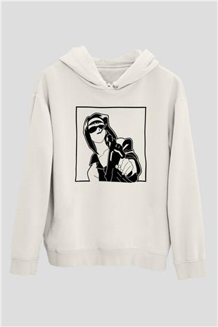 Cowboy Bebop Baskılı Beyaz Unisex Hoodie