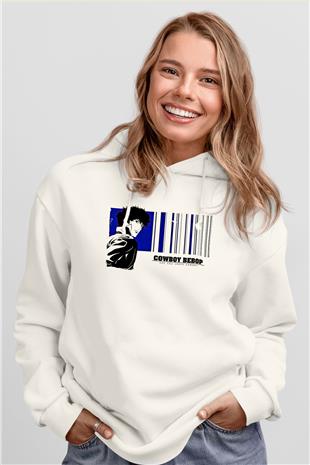 Cowboy Bebop Baskılı Beyaz Unisex Hoodie