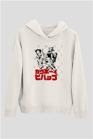 Cowboy Bebop Baskılı Beyaz Unisex Hoodie