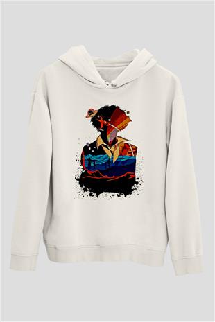 Cowboy Bebop Baskılı Beyaz Unisex Hoodie