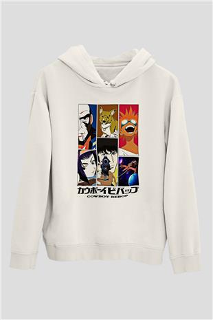 Cowboy Bebop Baskılı Beyaz Unisex Hoodie