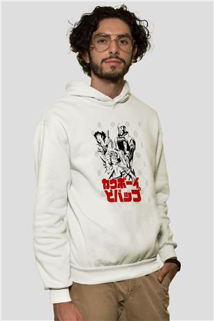 Cowboy Bebop Baskılı Beyaz Unisex Hoodie