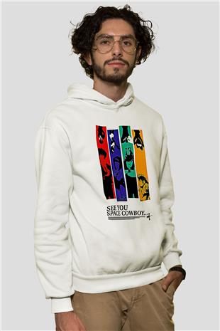 Cowboy Bebop Baskılı Beyaz Unisex Hoodie