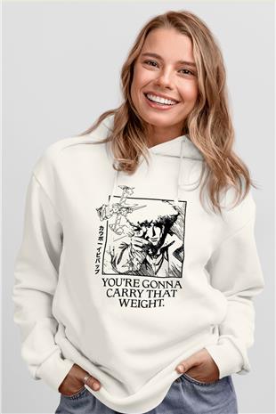 Cowboy Bebop Baskılı Beyaz Unisex Hoodie