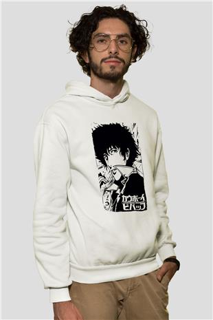 Cowboy Bebop Baskılı Beyaz Unisex Hoodie